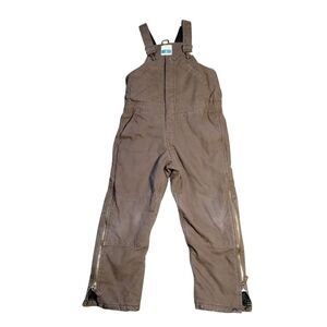 Mountain Blue Bib Overalls Quilted M Brown Jean/ Canvas